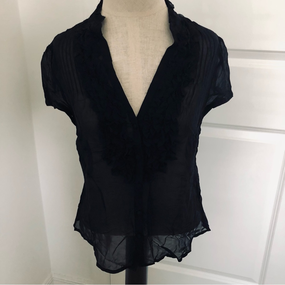 White House Black Market Elegant Black Sheer Blouse
